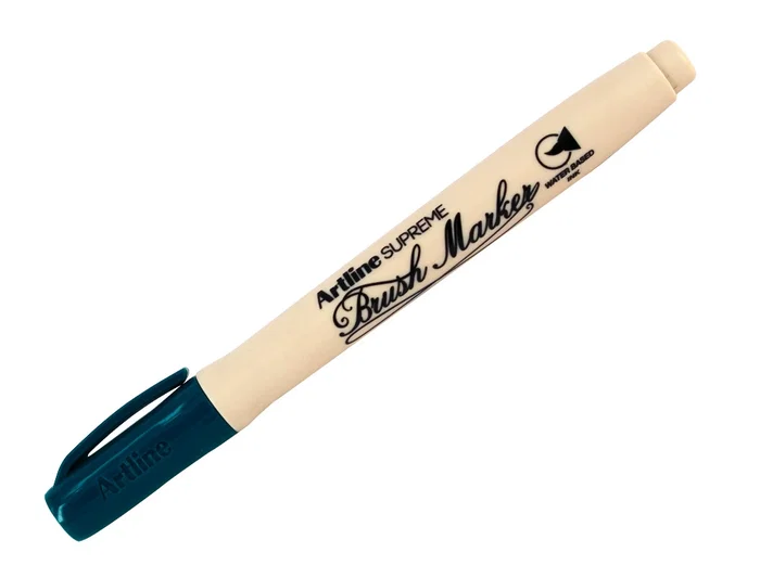 Artline Rotulador Supreme Brush EPFS, Punta Pincel Base Agua, Trazo Fino Medio, Tinta Pigmento, Verde Oscuro