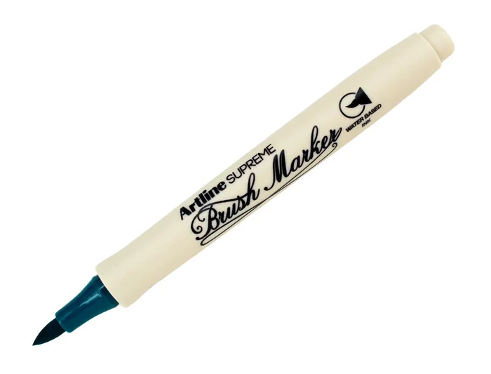 Artline Rotulador Supreme Brush EPFS, Punta Pincel Base Agua, Trazo Fino Medio, Tinta Pigmento, Verde Oscuro