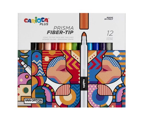 Carioca Rotuladores Plus Prisma con punta de fibra, 12 unidades colores surtidos
