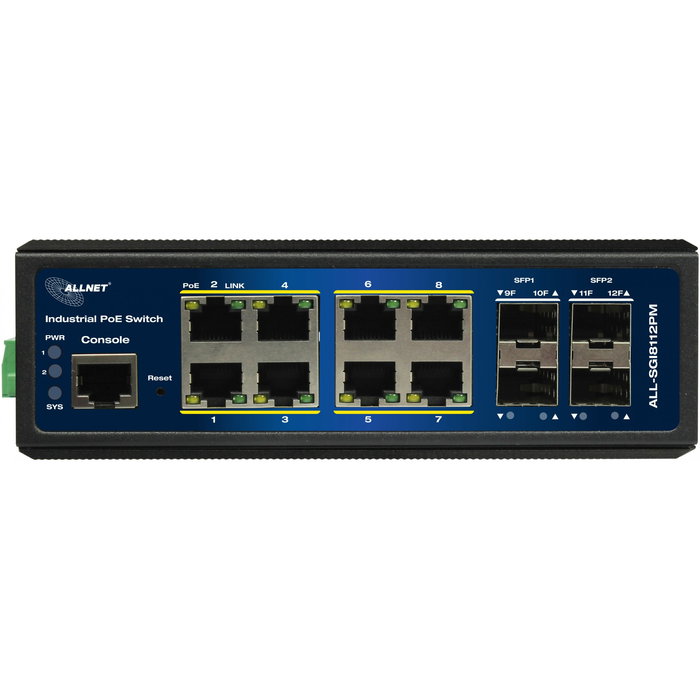 ALLNET ALL-SGI8112PMJ Switch PoE Gestionable Industrial 8+4P