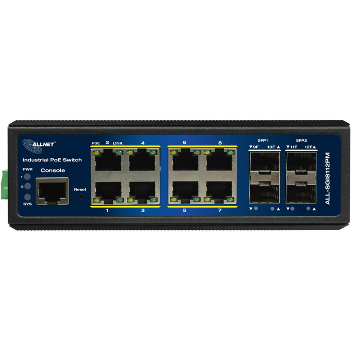 ALLNET ALL-SGI8112PMJ Switch Industrial 8+4P PoE M