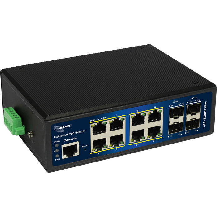 ALLNET ALL-SGI8112PMJ Switch PoE Gestionable Industrial 8+4P