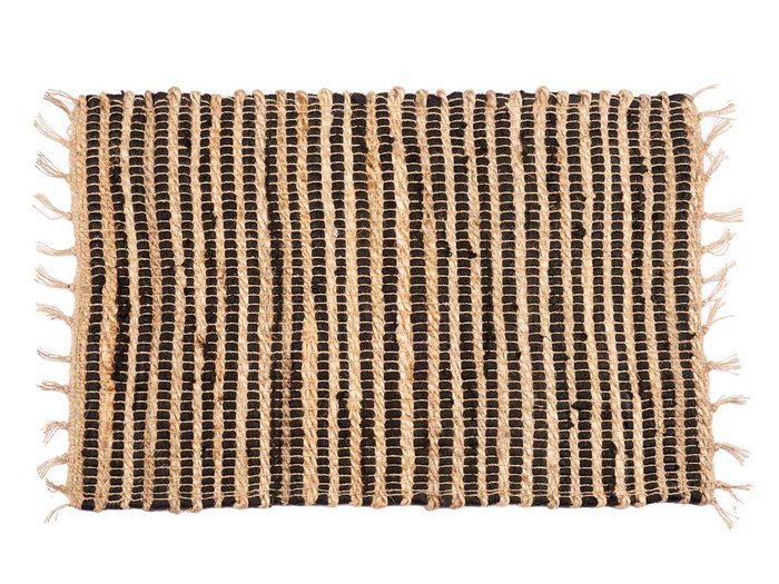 Giftdecor Alfombra Natural Negro Doble Rayas 60 x 90 cm (Set de 12)