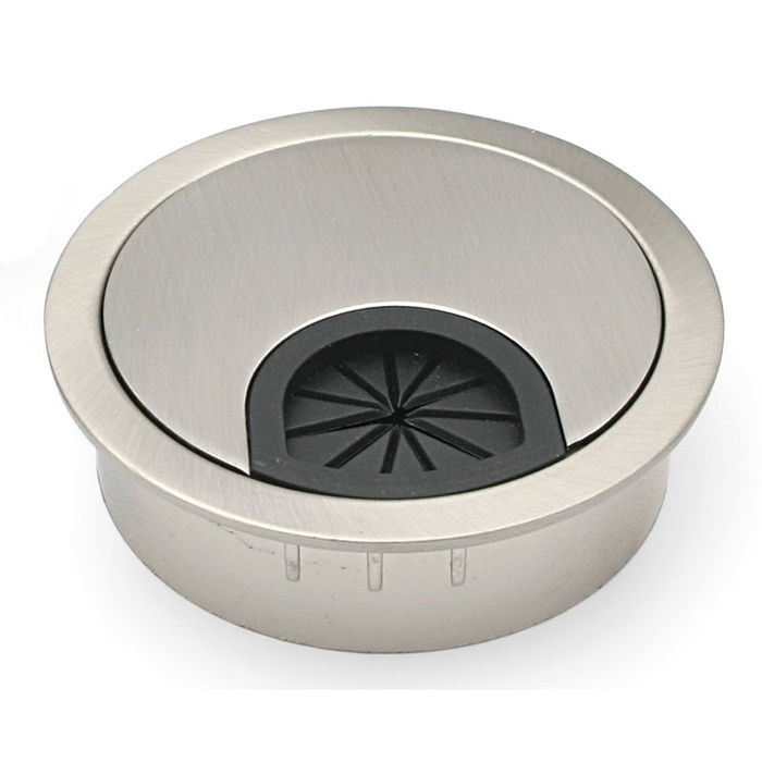 HERRAJES ALK Pasacable Zmk Palma Ø80 H13,5 Níquel Satinado HERRAJES ALK Pasacable Zmk Palma Ø80 H13,5 Níquel Satinado