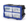 Workpro Organizador Apilable de 4 Cajones con Estructura Entrelazada, Cajones Transparentes de Polipropileno Azul, 29.5 x 19.5 x 16 cm, para Almacenamiento