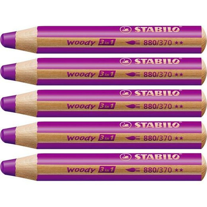 Stabilo Woody 3 en 1 Lápices de Colores Lila Estuche 5 UD Stabilo Woody 3 en 1 Lápices de Colores Lila Estuche 5 UD