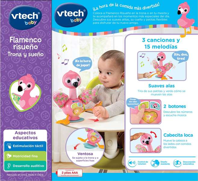 VTech Flamenco Risueño Trona y Sueño, Juguete Electrónico con Luz, Sonidos y Melodías para Bebés de 6 a 36 Meses VTech Flamenco Risueño Trona y Sueño, Juguete Electrónico con Luz, Sonidos y Melodías para Bebés de 6 a 36 Meses