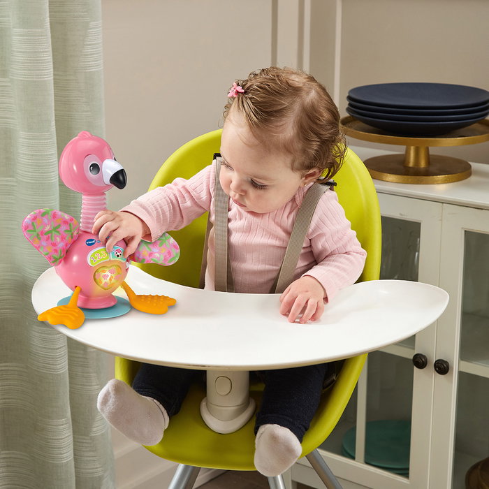 V-Tech Flamenco Risueño Trona Y Sueño Juguete Interactivo para Bebé +6 Meses con Sonidos, Luces y Ventosa, 80-587122