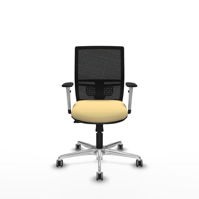 PIQUERAS Y CRESPO Silla de oficina Yunquera con mecanismo Sincro/Traslack, Crema y Negro