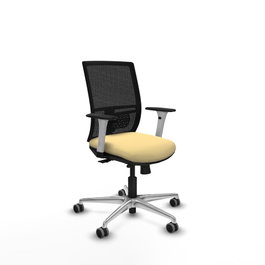 PIQUERAS Y CRESPO Silla de oficina Yunquera con mecanismo Sincro/Traslack, Crema y Negro