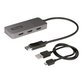 Startech Hub 5 en 1 USB-C con 3 Puertos HDMI, Salida DisplayPort 1.4 y Soporte MST, Resolución 4K@60Hz, HDR, Gris Espacio