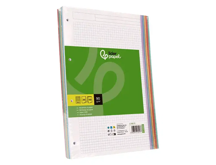Liderpapel Recambio A4 120 Hojas Cuadro 5 mm Colores Pasteles Liderpapel Recambio A4 120 Hojas Cuadro 5 mm Colores Pasteles