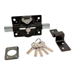 Micel Crr02 Cerrojo de Seguridad Sobreponer con 5 Llaves, Placa 106x65 mm, Acero Pintado Marrón