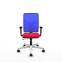 PIQUERAS Y CRESPO Silla de oficina Motilla con mecanismo Sincro/Traslack, asiento Rojo y malla Azul