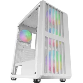 Mars Gaming Caja Semitorre MC-VAULT Blanca con 4 Ventiladores ARGB, Cristal Templado, ATX