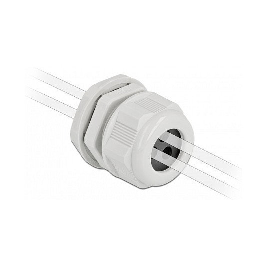 DeLOCK Prensaestopas PG21 Gris para 3 Cables Redondos, 2 Piezas