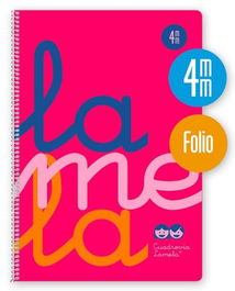 Lamela Cuaderno Espiral 80H Folio 90 gr Cuadrovía 4 mm con Margen Cubierta PP Rosa Fluorescente (Set de 5) (Set de 5)
