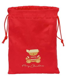 Safta Saquito Plano Osito Rojo Felices Fiestas 26x34x1cm
