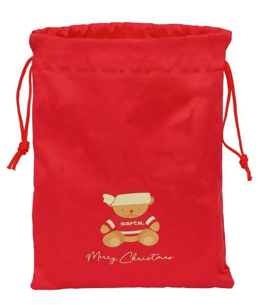 Safta Saquito Plano Osito Rojo Felices Fiestas 26x34x1cm Safta Saquito Plano Osito Rojo Felices Fiestas 26x34x1cm