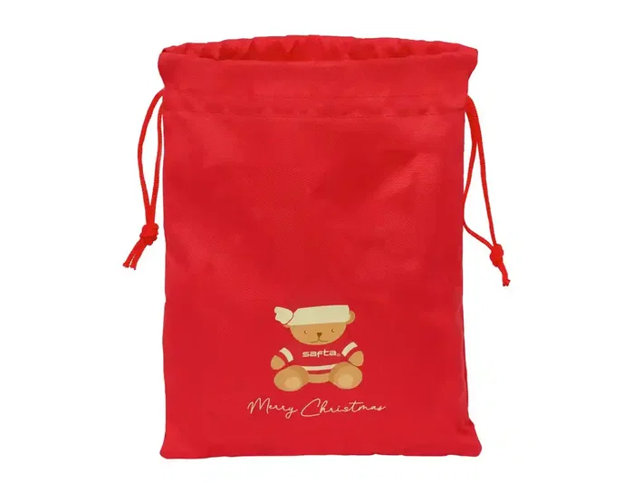 Safta Saquito Plano Osito Rojo Felices Fiestas 26x34x1cm Safta Saquito Plano Osito Rojo Felices Fiestas 26x34x1cm
