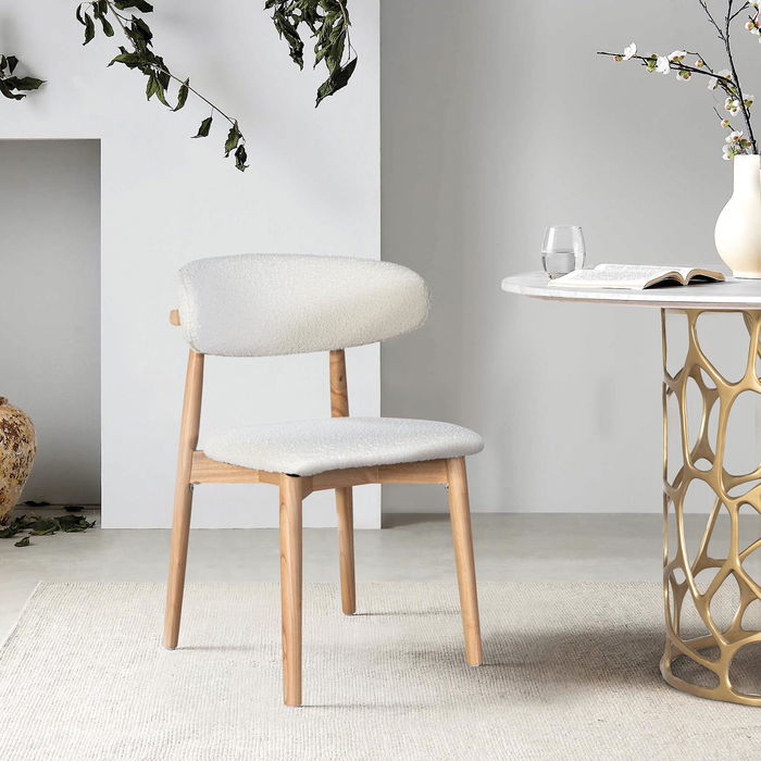 GINER Y COLOMER - Lote de 2 Sillas de Madera de Caucho con Tapizado Blanco