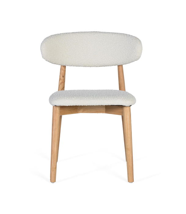 GINER Y COLOMER - Lote de 2 Sillas de Madera de Caucho con Tapizado Blanco