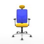PIQUERAS Y CRESPO Silla de oficina Motilla con mecanismo Sincro, Amarillo y Azul