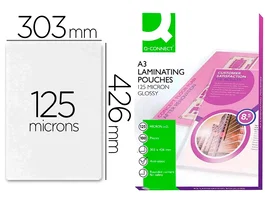 Q-connect Bolsa Plastificar 303 x 426 mm 125 mc DIN A3 Caja 100 Unidades