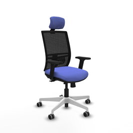 PIQUERAS Y CRESPO Silla de oficina Yunquera con mecanismo Sincro/Traslack, Azul claro y Negro