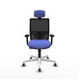PIQUERAS Y CRESPO Silla de oficina Yunquera con mecanismo Sincro/Traslack, Azul claro y Negro