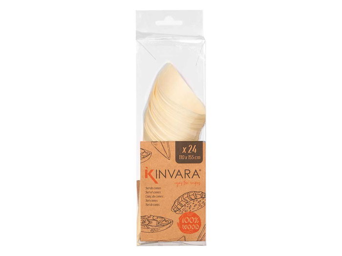 Kinvara Set 24 Conos Madera Pequeños Marrón 7.5 x 6.5 x 25.5 cm (Set de 18)