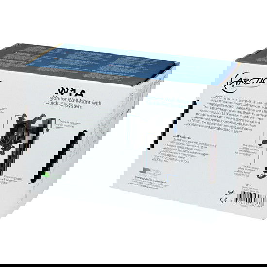 ARCTIC W1A Soporte de Pared para Monitor hasta 43" (109cm), Carga Máxima 20kg, Negro