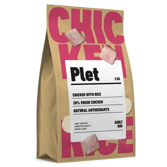 Plet Alimento Perro Pollo Arroz 3kg