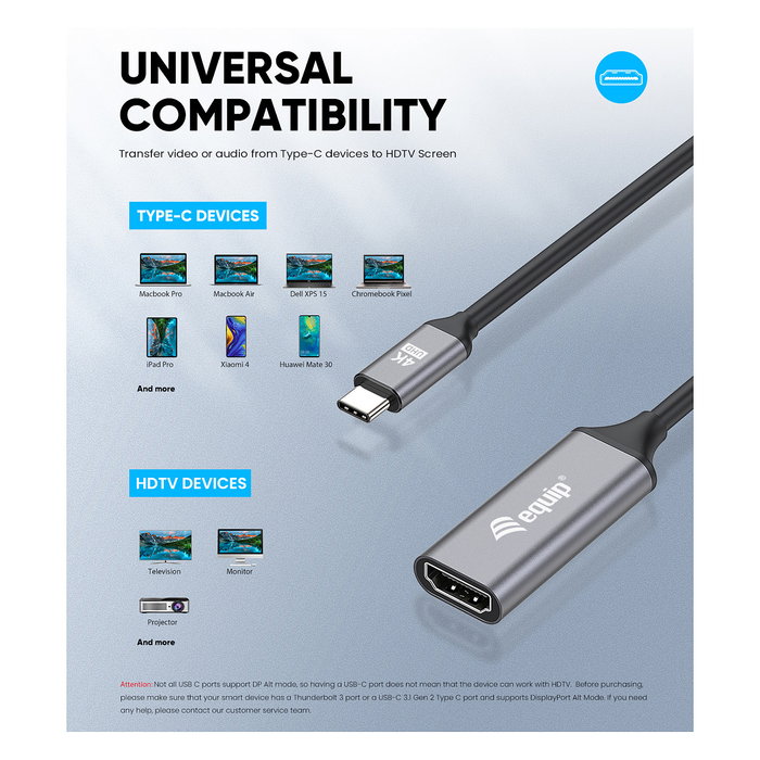Equip Adaptador USB-C a HDMI 2.0 4K/60Hz 0,15m