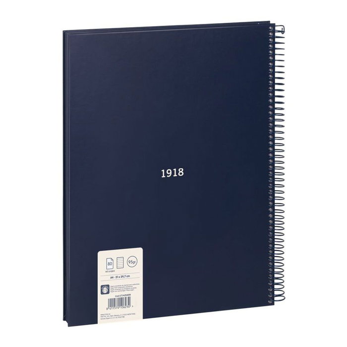 Milán Cuaderno A4 Espiral Colección 430 since 1918 Pautado 7mm Tapa Dura Azul Marino 80 Hojas