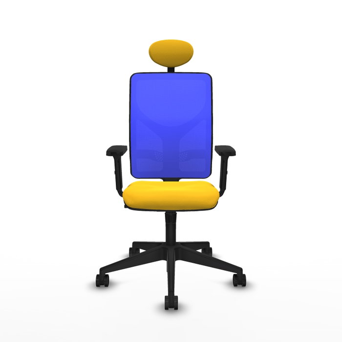 PIQUERAS Y CRESPO Silla de oficina Motilla con mecanismo Sincro, Amarillo y Azul