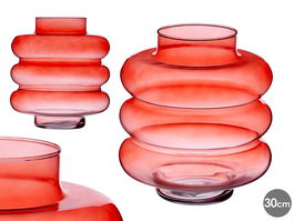 Giftdecor Jarron Cristal Triple Esfera Achatada Teja 30 cm (Alto: 26 cm, Ancho: 23 cm, Largo: 23 cm)