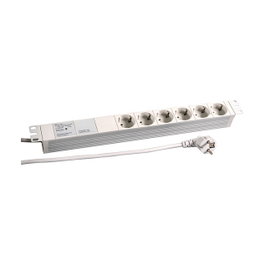 EFB Elektronik Regleta de enchufes 19 pulgadas 1HE 6 tomas CEE7/3 Gris RAL7035 IP20 con cable de 2m