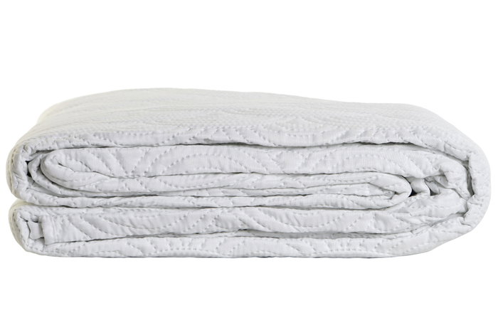 DKD Home Decor Colcha Blanca de Poliéster con Arcos Bordados para Cama de 180 cm