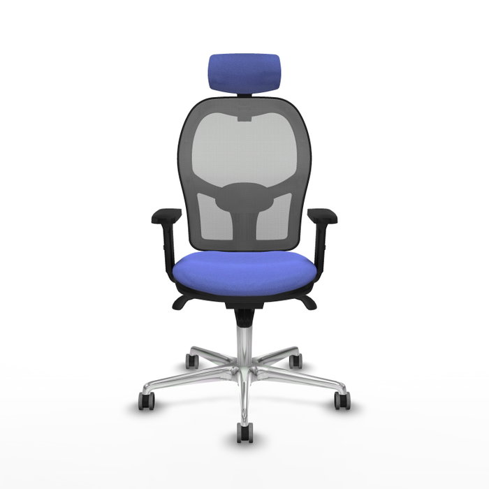 PIQUERAS Y CRESPO Silla de oficina Jorquera con mecanismo Sincro, tela azul claro y malla gris PIQUERAS Y CRESPO Silla de oficina Jorquera con mecanismo Sincro, tela azul claro y malla gris
