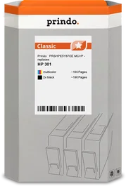 Prindo Classic Multipack Negro/Negro/Varios Colores compatible con HP 301