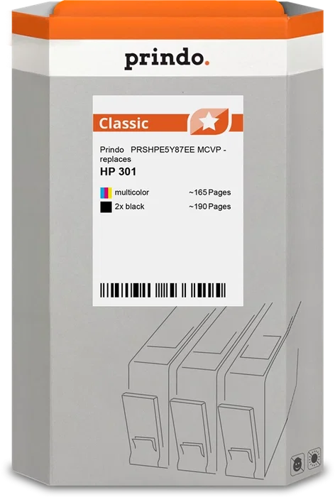 Prindo Classic Multipack Negro/Negro/Varios Colores compatible con HP 301 Prindo Classic Multipack Negro/Negro/Varios Colores compatible con HP 301
