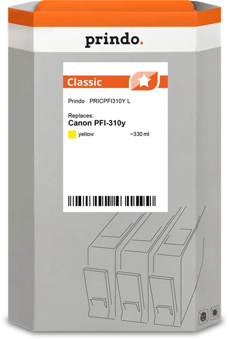 Prindo Classic L Cartucho de tinta amarillo 330ml compatible con Canon PFI-310y (2362C001) man Prindo Classic L Cartucho de tinta amarillo 330ml compatible con Canon PFI-310y (2362C001) man