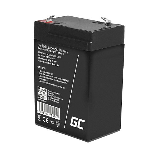 Green Cell AGM15 Batería Sealed Lead Acid 6V 4Ah Negro