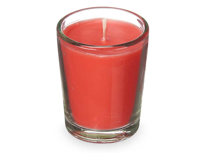 Acorde Set 6 Velas Vaso Vidrio Frutos Rojos 16x11x6.5 cm (Set de 12)