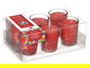 Acorde Set 6 Velas Vaso Vidrio Frutos Rojos 16x11x6.5 cm (Set de 12)