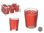 Acorde Set 6 Velas Vaso Vidrio Frutos Rojos 16x11x6.5 cm (Set de 12)