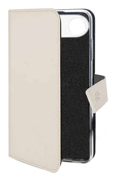 Celly Funda Cartera para iPhone 17 Air 6.5" (16.5 cm) - Imitación Piel, Color Arena, con Soporte y Bolsillos para Tarjetas