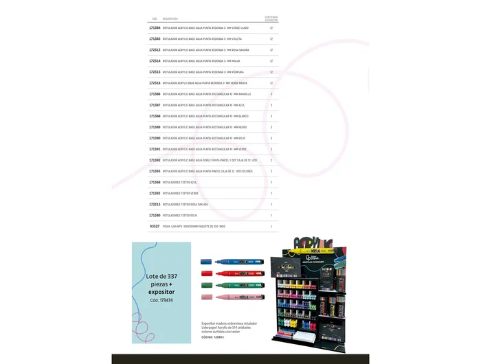 Liderpapel Rotulador Acrílico Expositor Madera Sobremesa 333 Unidades Colores Surtidos Tester