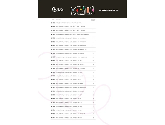 Liderpapel Rotulador Acrílico Expositor Madera Sobremesa 333 Unidades Colores Surtidos Tester